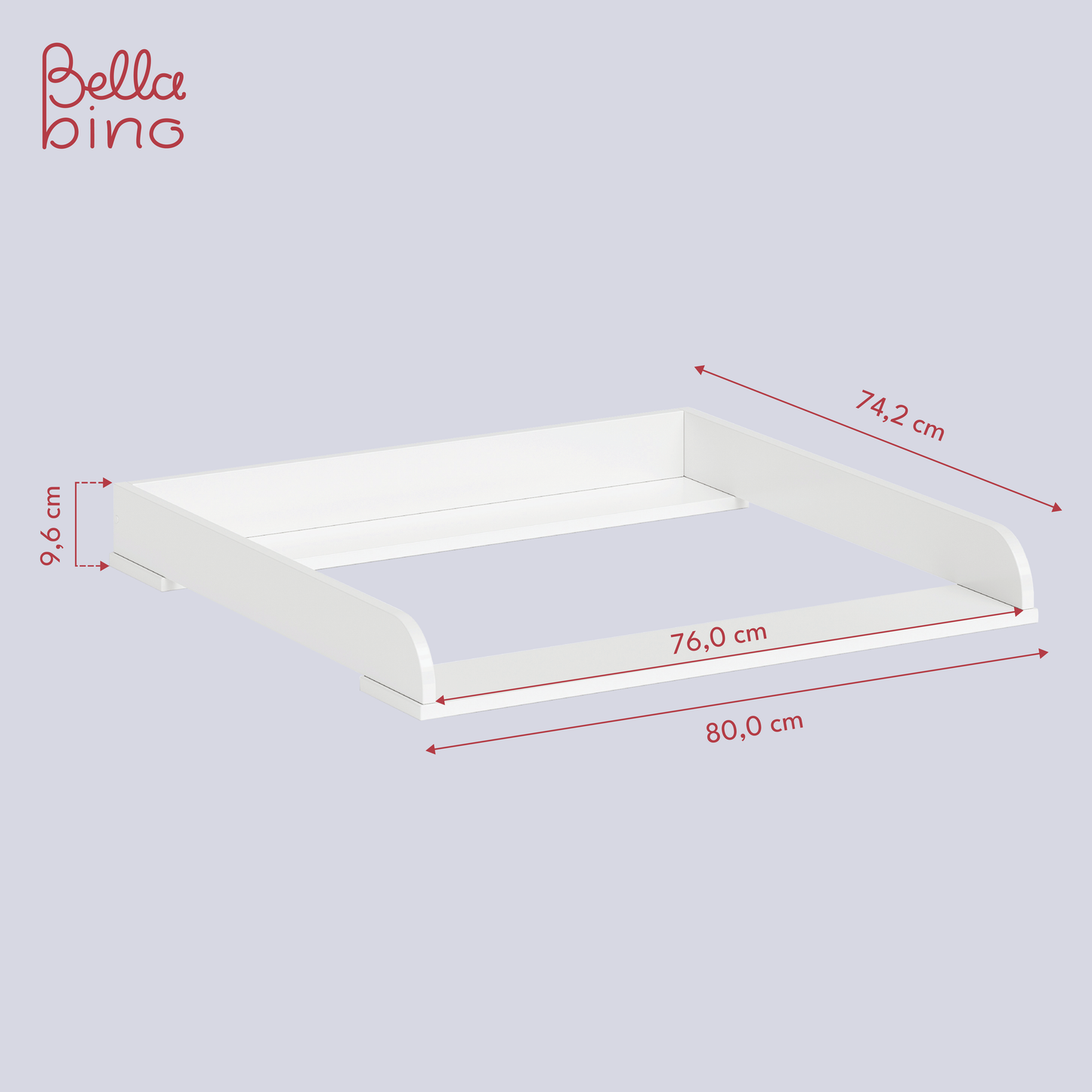 Oti Wickelaufsatz für IKEA Kommode Malm, Hemnes, Nordli weiß, 10 x 74 x 80 cm