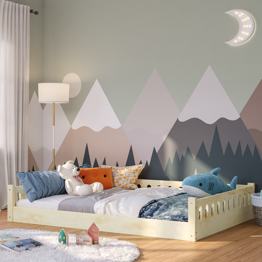 Miera Bodenbett mit offener Seite inkl. Rolllattenrost, Sperrholz natur, 140 x 200 cm