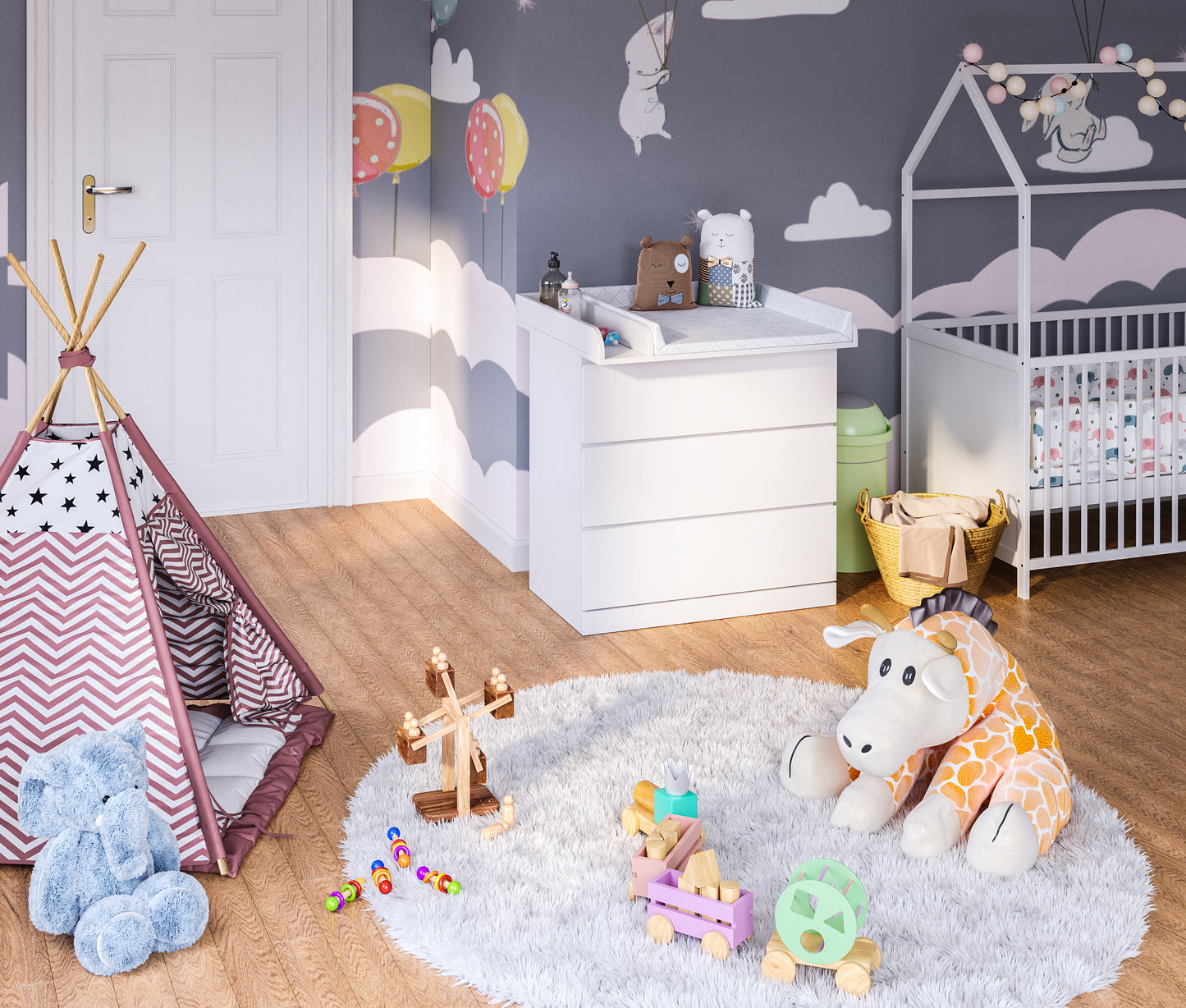 Oti Wickelaufsatz für IKEA Kommoden Malm, Hemnes, Nordli, mit Trennfach