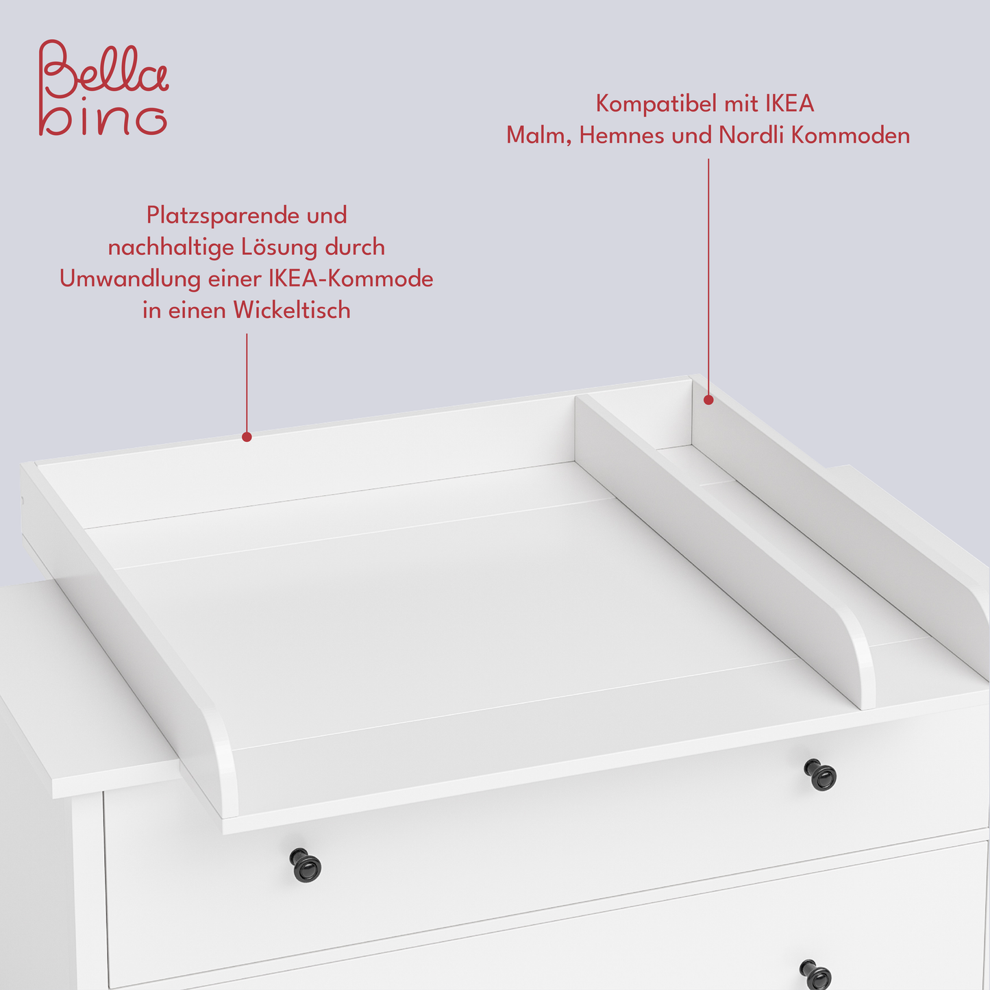 Oti Wickelaufsatz für IKEA Kommoden Malm, Hemnes, Nordli, mit Trennfach