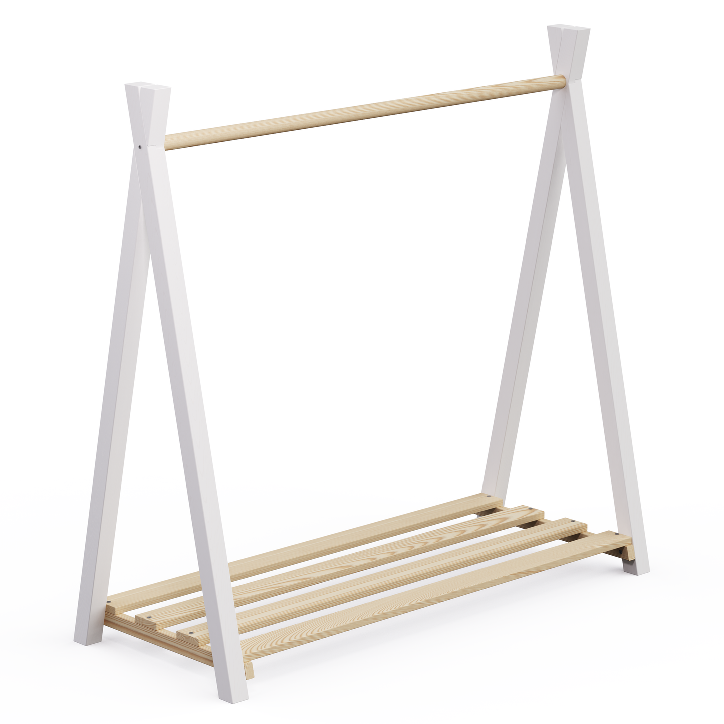 Ryck Tipi-Kleiderstange inkl. Schuhablagefläche, Kiefer massiv, natur/weiß