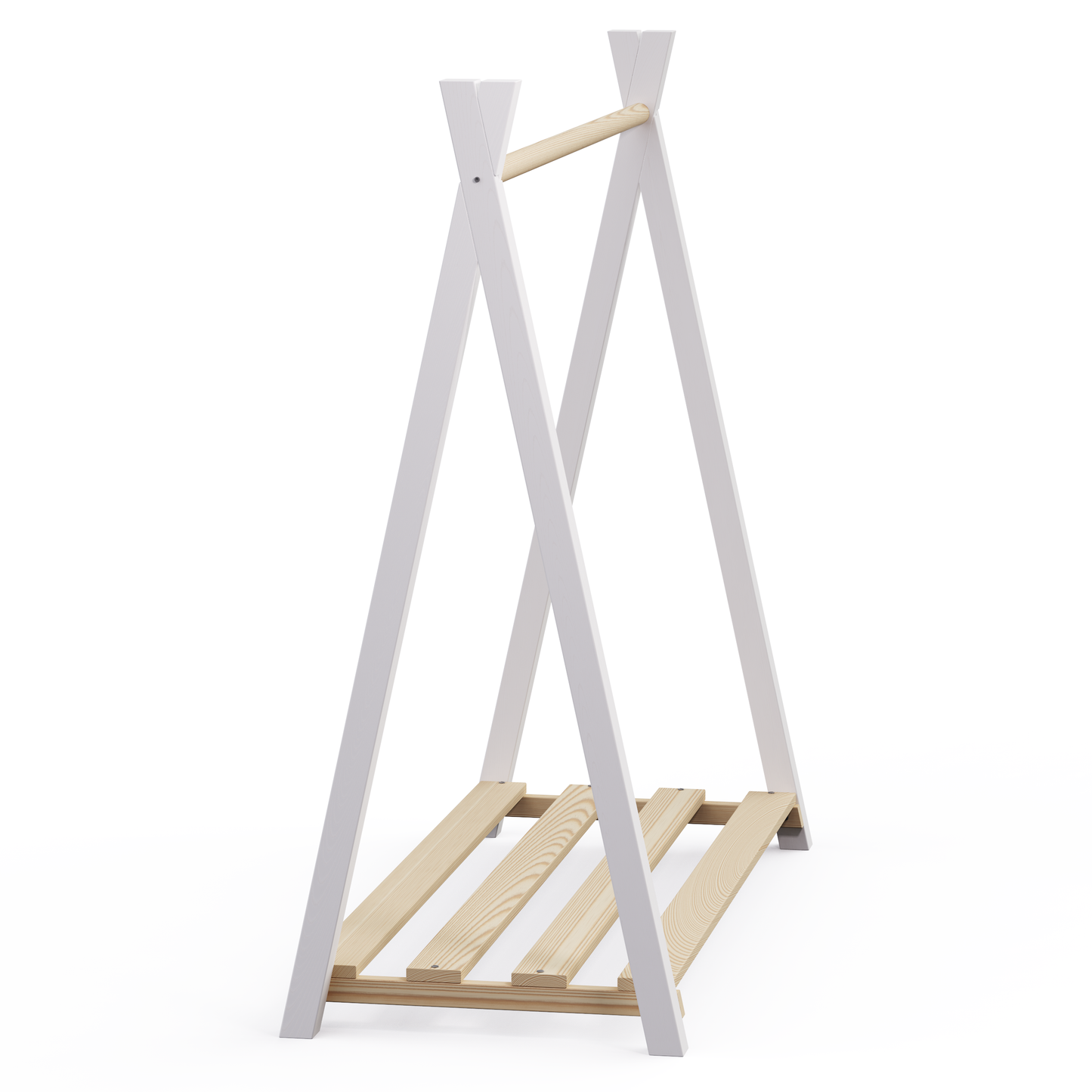 Ryck Tipi-Kleiderstange inkl. Schuhablagefläche, Kiefer massiv, natur/weiß