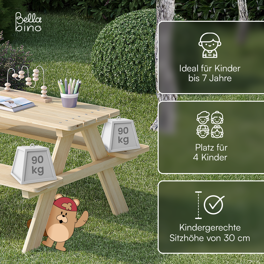 Inny Kindersitzgarnitur, natur, unbehandelt für 4 Personen