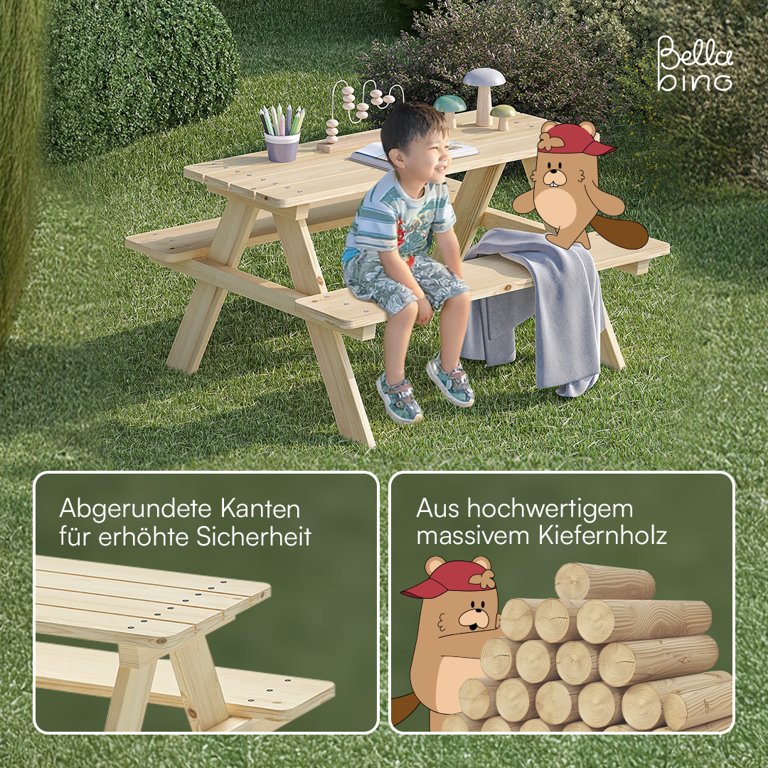 Inny Kindersitzgarnitur, natur, unbehandelt für 4 Personen