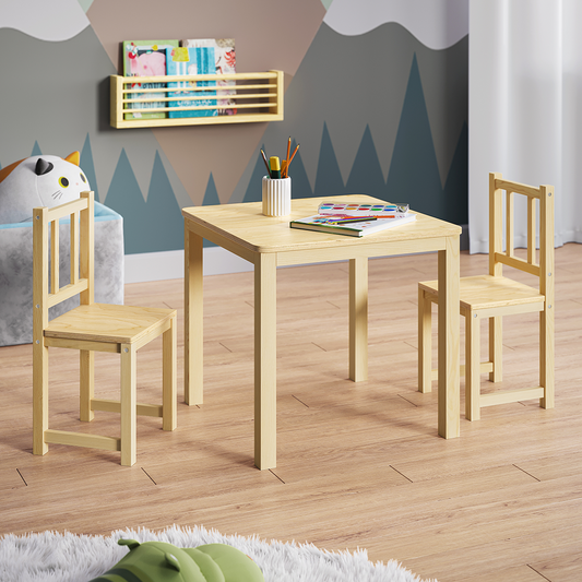 Sora Kindersitzgarnitur, natur, 2x Stuhl und 1x Tisch