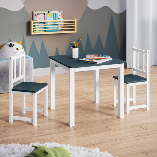 Sora Kindersitzgarnitur, 2x Stuhl und 1x Tisch, weiß/anthrazit, Kiefer, ab 2 Jahren