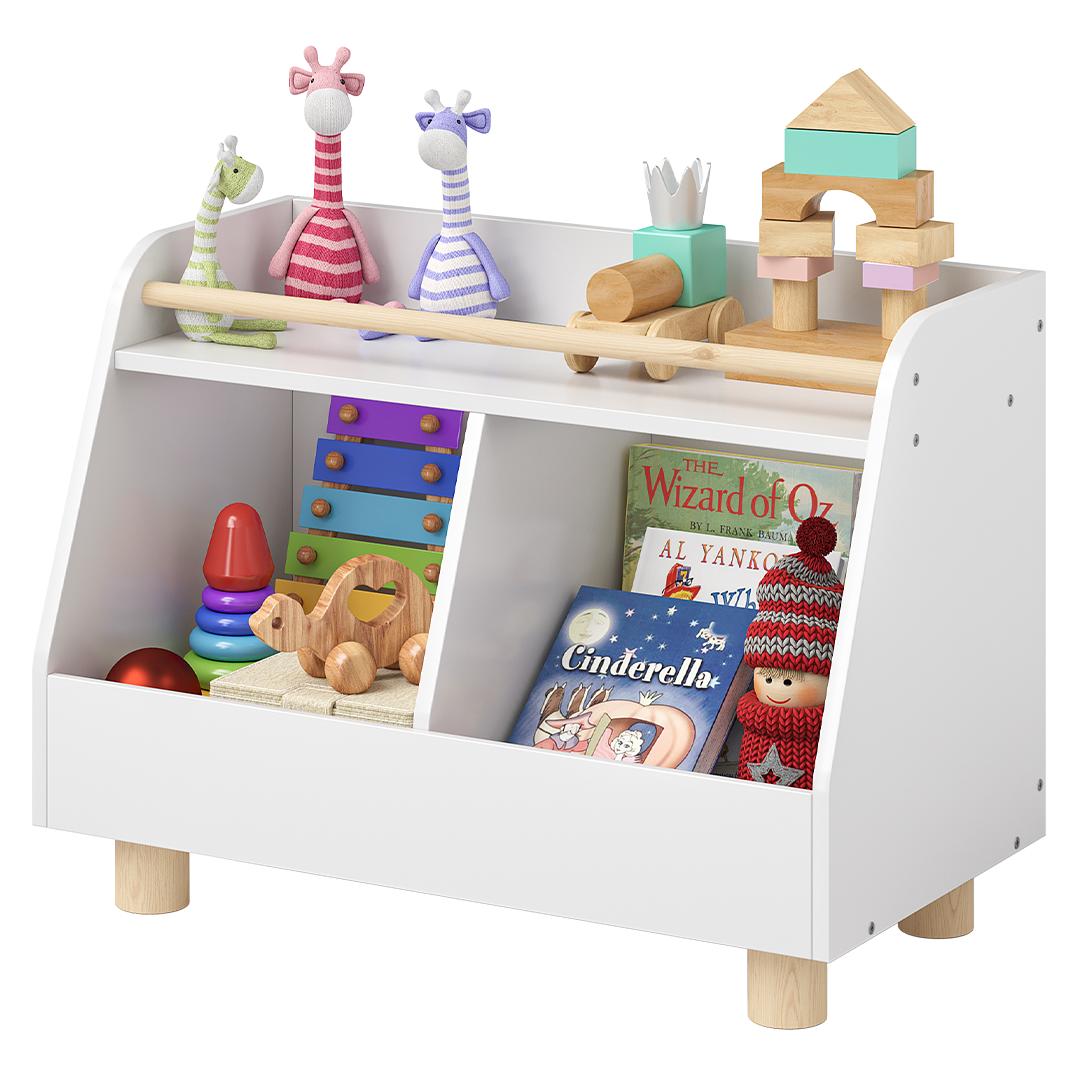 Belly Kinderregal, weiß/natur, mit 2 Fächern für Spielzeug