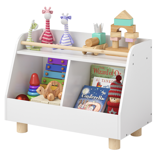 Belly Kinderregal, weiß/natur, mit 2 Fächern für Spielzeug