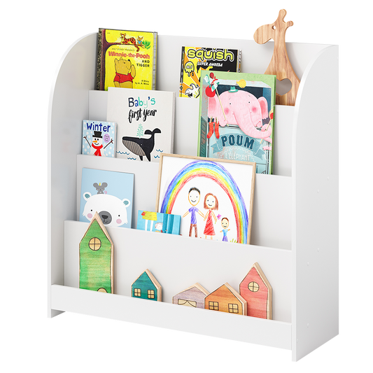 Baru Kinderbücherregal mit 4 Ablagefächern, weiß