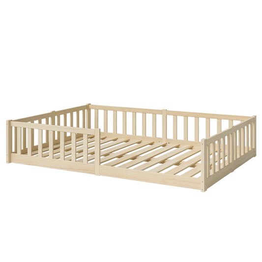 Vere Bodenbett 120x200 cm, natur, Kiefer massiv, inkl. Lattenrost und Rausfallschutz