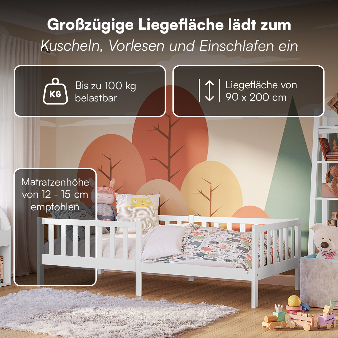 Vere Kinderbett hoch, weiß, 90x200 cm ohne Schubladen