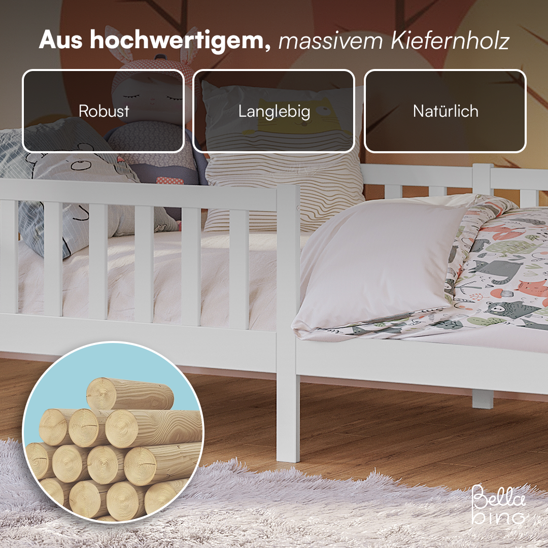 Vere Kinderbett hoch, weiß, 90x200 cm ohne Schubladen