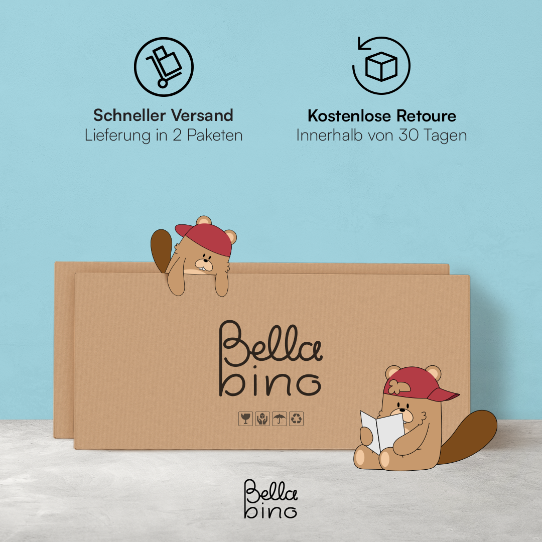 Bia Hausbett 90x200 cm, natur, Kiefer Massivholz, Montessori Kinderbett mit Rausfallschutz und Lattenrost