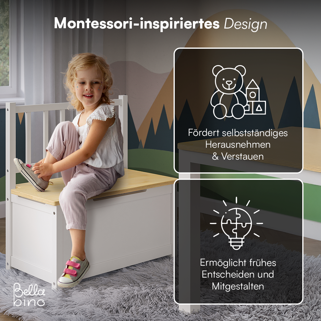 Sora Kindersitzbank, weiß/natur