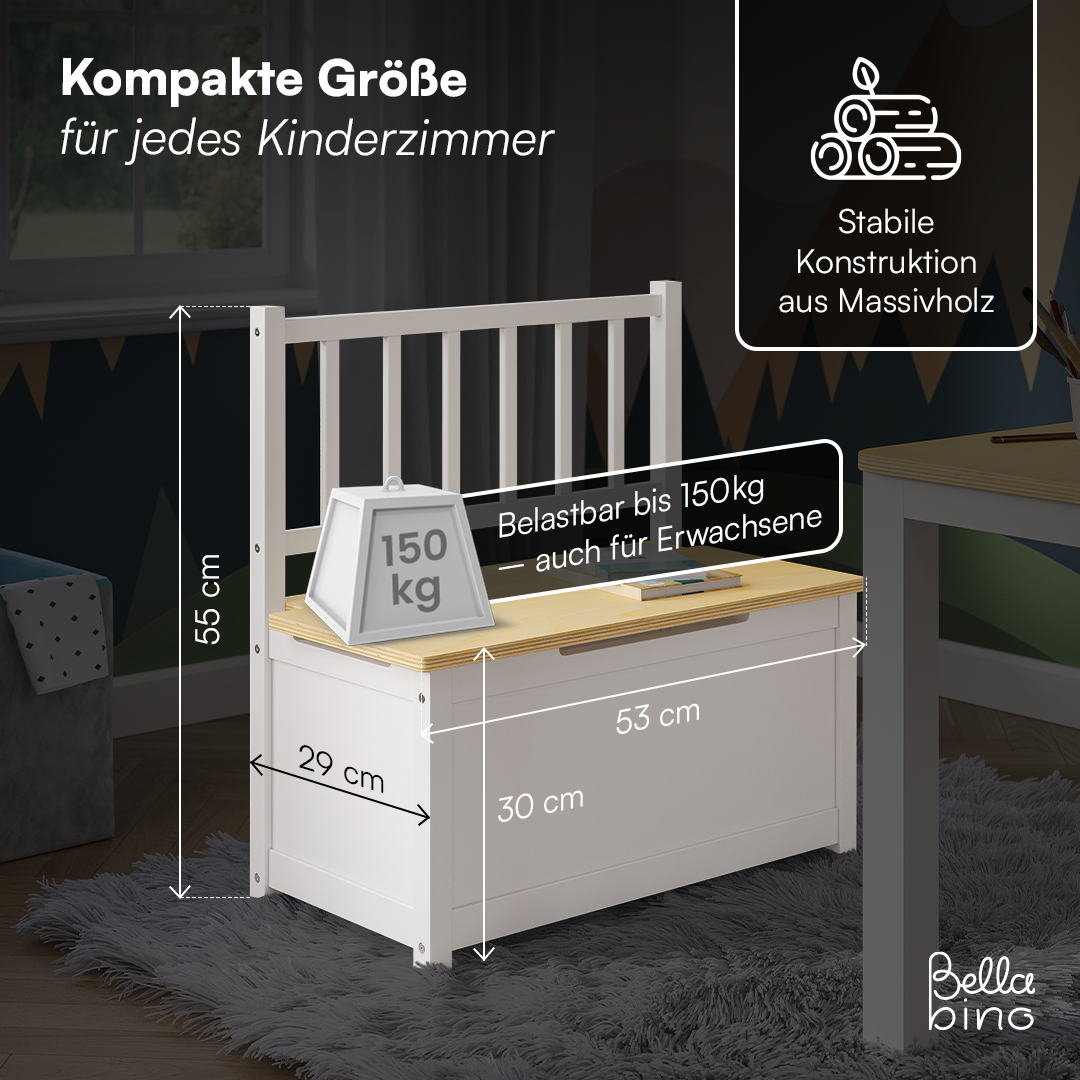 Sora Kindersitzbank, weiß/natur