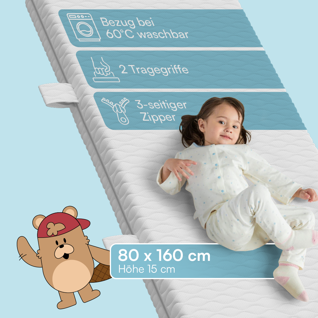 Bia Hausbett 80x160 cm mit Matratze und 2 Schubladen, weiß, Kiefer Massivholz, Montessori Kinderbett mit Stauraum, inkl. Rausfallschutz und Lattenrost
