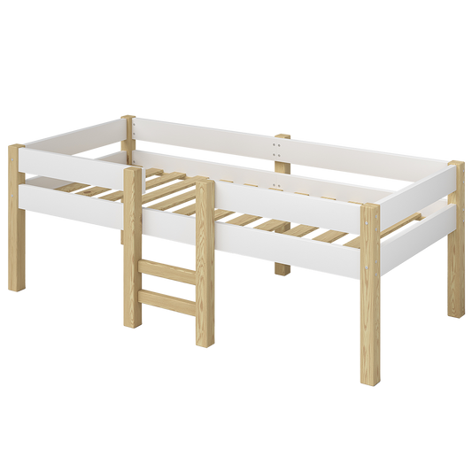 Aspy Halbhochbett inkl. Lattenrost, natur/weiß, 90x200 cm