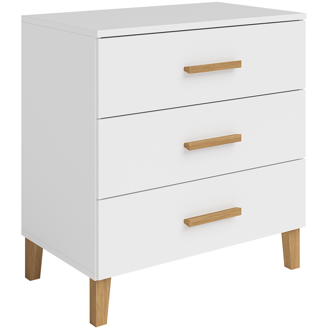 Liri Wickelkommode, weiß/natur, mit 3 Schubladen und abnehmbaren Wickelaufsatz