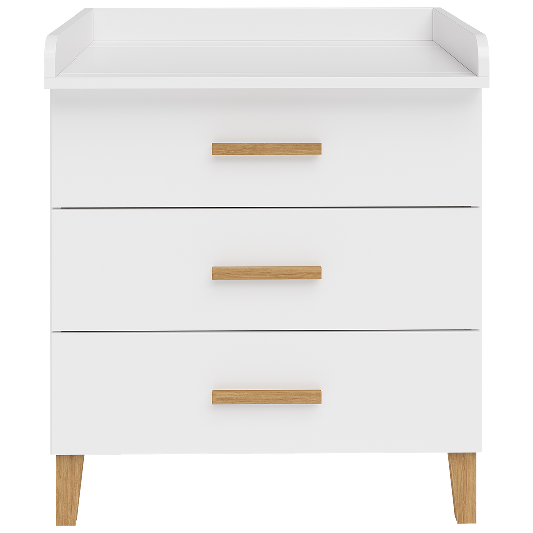 Liri Wickelkommode, weiß/natur, mit 3 Schubladen und abnehmbaren Wickelaufsatz