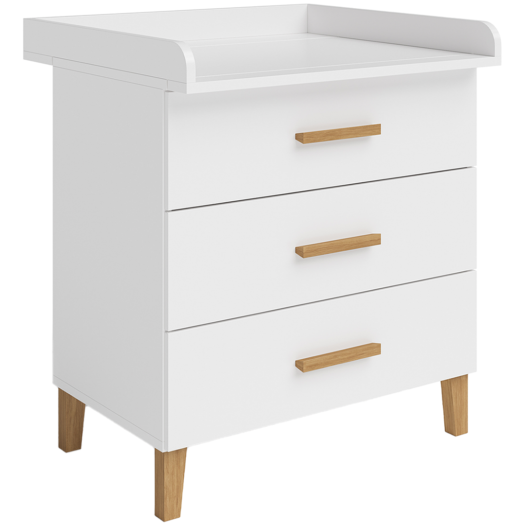 Liri Wickelkommode, weiß/natur, mit 3 Schubladen und abnehmbaren Wickelaufsatz