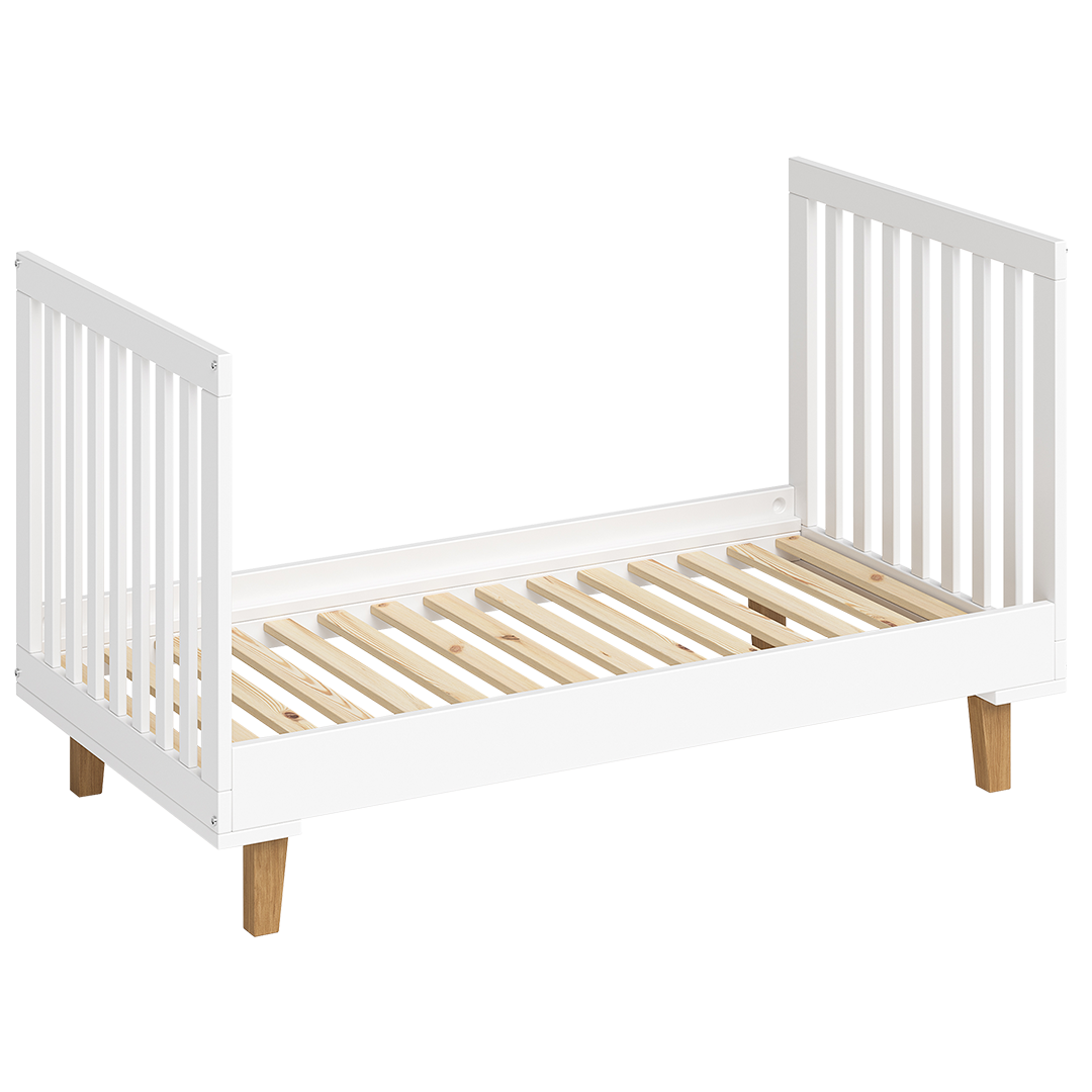 Liri Kombi-Kinderbett 70x140 cm, weiß/natur, 3-fach höhenverstellbar, umbaubar zum Juniorbett, inkl. Umbauseiten
