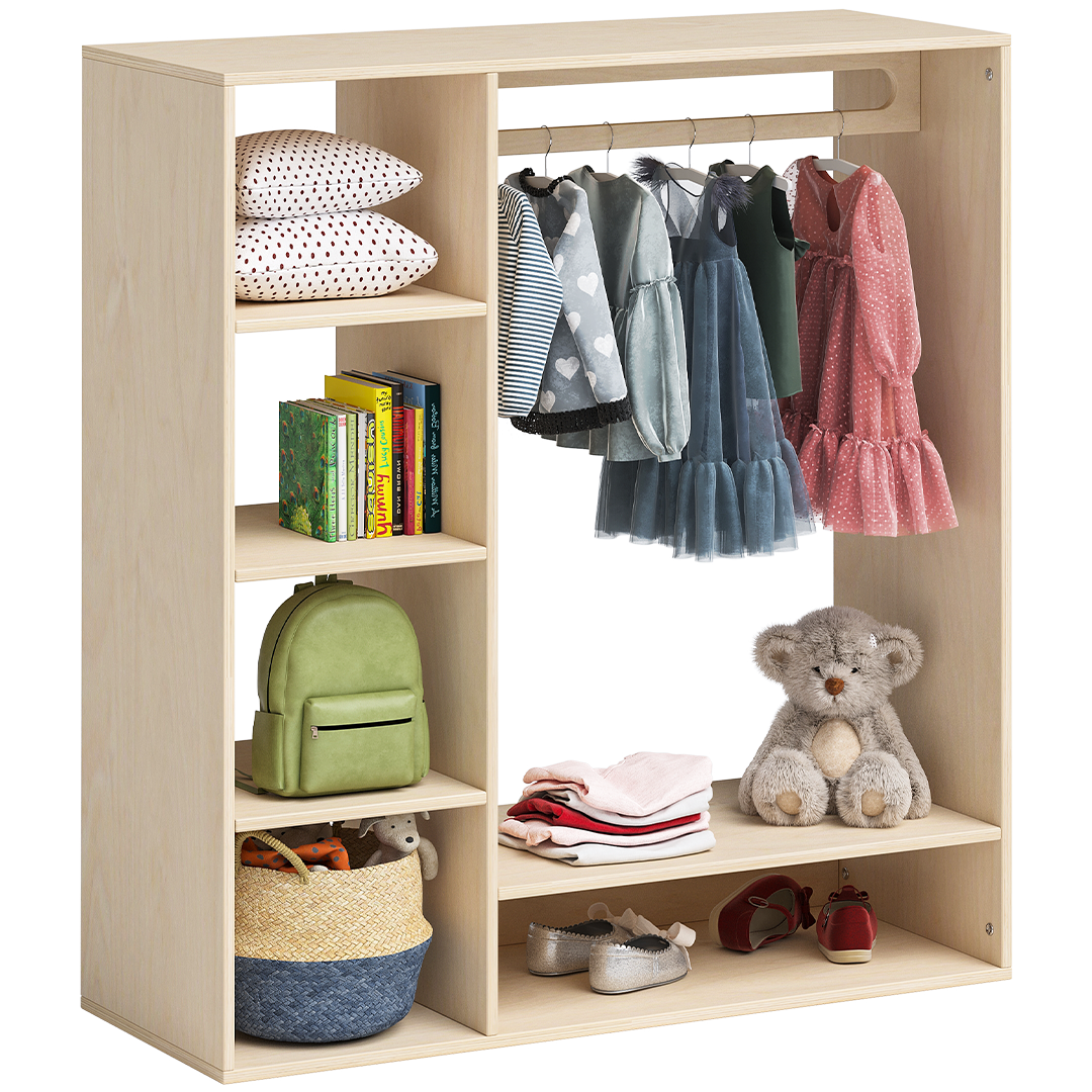 Tea Kindergarderobe, natur unbehandelt, Sperrholz Birke, 114 x 40 x 105 cm, mit 6 Ablagefächern