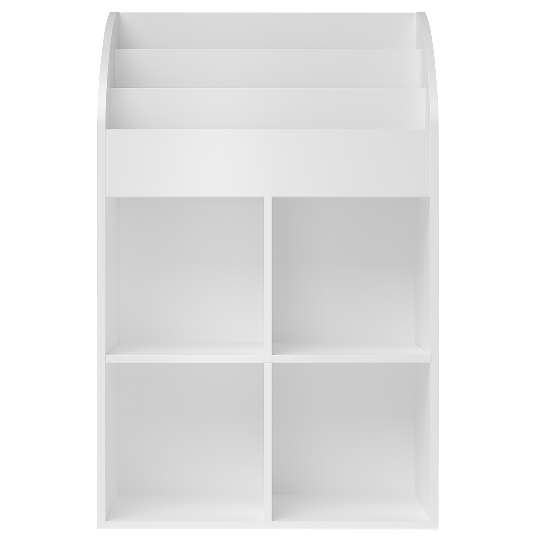 Koro Kinderregal, weiß, mit 3 Fächern für Bücher und 4 Fächern für Aufbewahrungsboxen