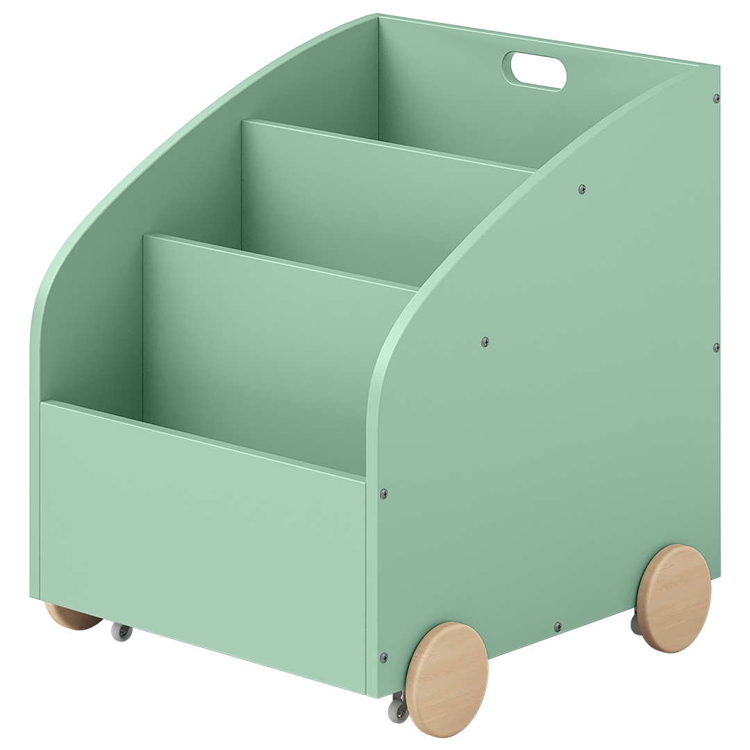 Towy Kinderbücherregal mit 3 Ablagefächern und Geheimfach, grün/natur, 43 x 40 x 43 cm