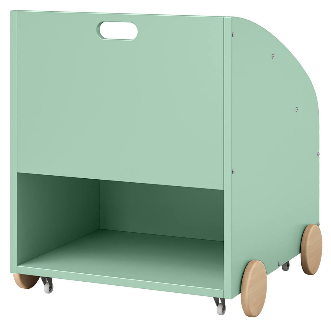 Towy Kinderbücherregal mit 3 Ablagefächern und Geheimfach, grün/natur, 43 x 40 x 43 cm
