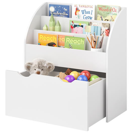 Koro Kinderregal, weiß, mit 3 Fächern für Bücher und 1 Schublade