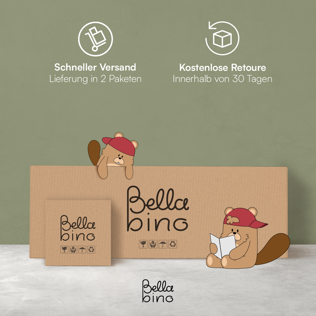 Koro Kinderregal, weiß, mit 3 Fächern für Bücher und 4 Fächern für Boxen, inkl. 4 Faltboxen (Affe/Löwe/Koala/Fuchs)