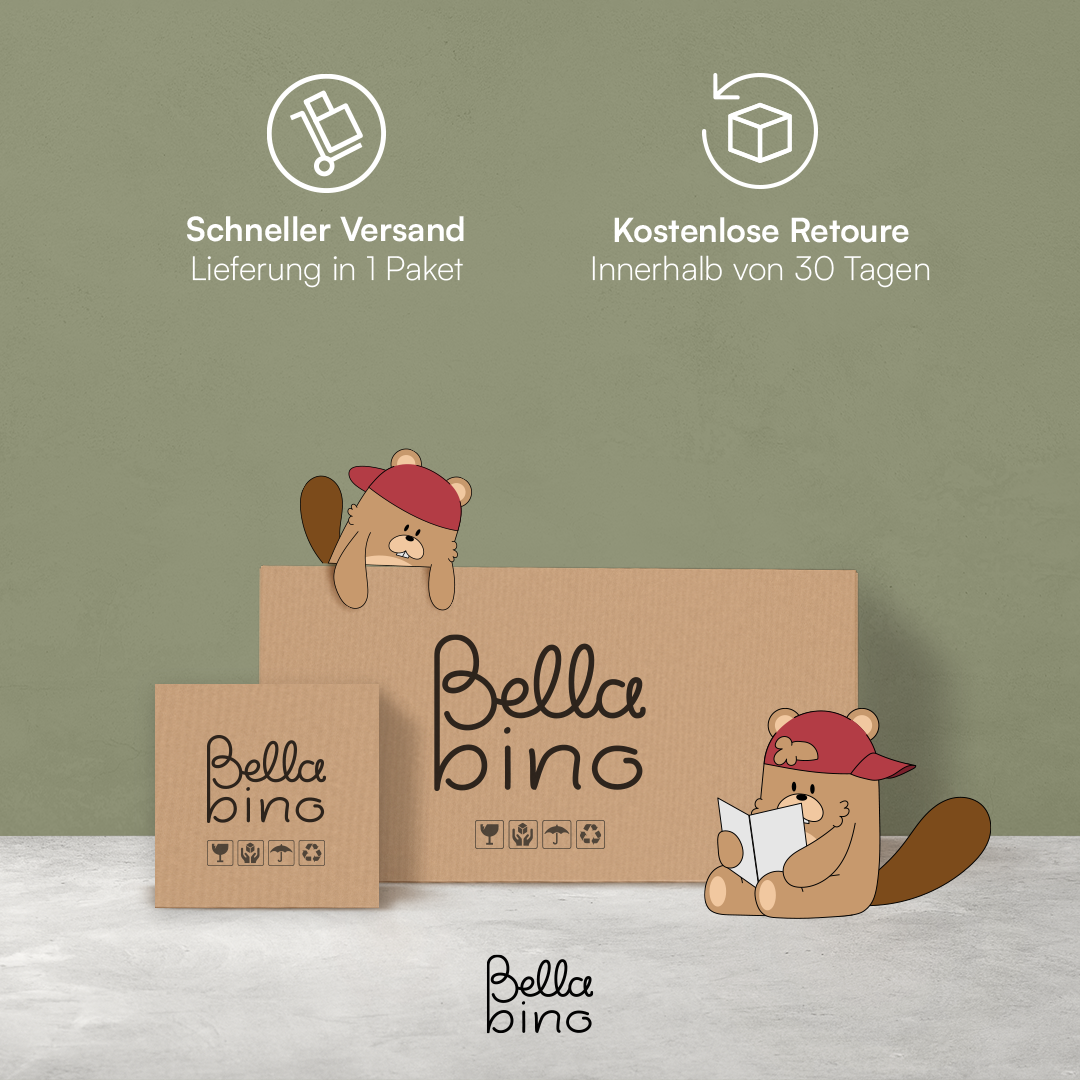 Koro Kinderregal, weiß, mit 3 Fächern für Bücher und 2 Fächern für Boxen, inkl. 2 Faltboxen (Affe/Löwe)