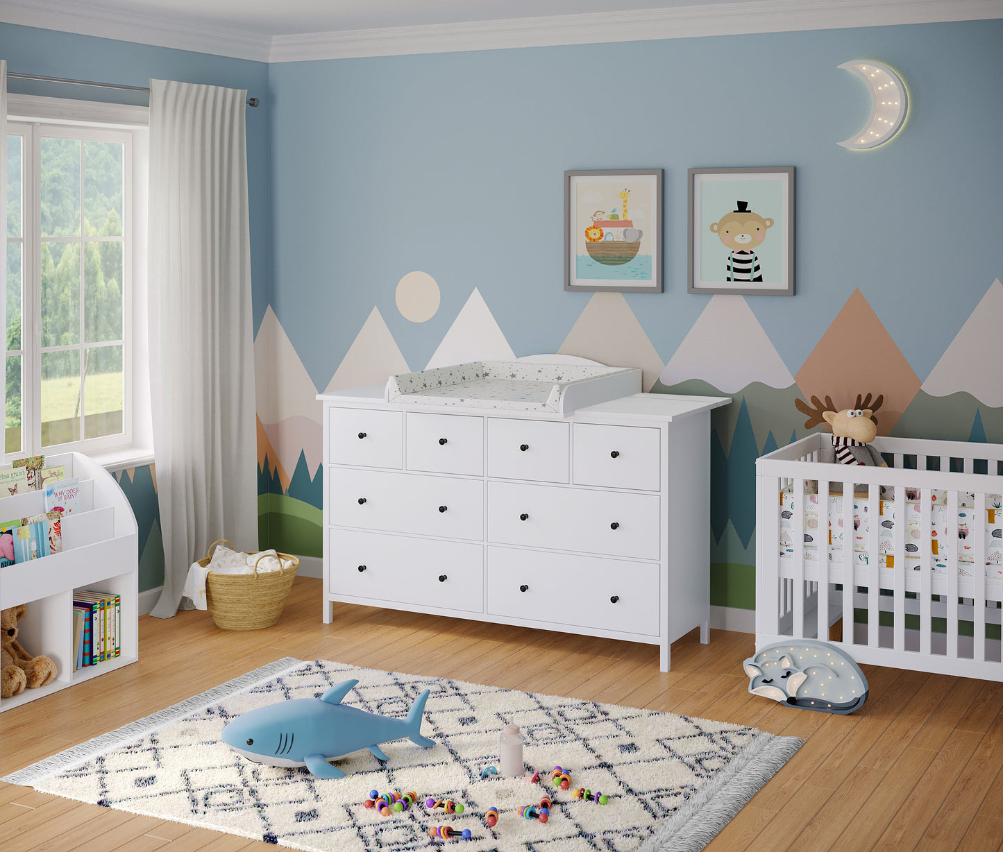 Oti Wickelaufsatz für IKEA Hemnes, Malm, Nordli Kommoden (Breite 160 cm), weiß, 16,5 x 78 x 160 cm, mit Platzfüller