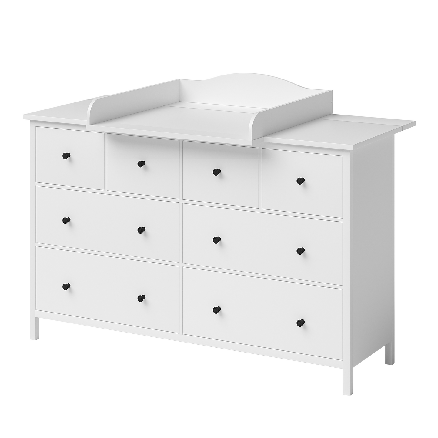 Oti Wickelaufsatz für IKEA Hemnes, Malm, Nordli Kommoden (Breite 160 cm), weiß, 16,5 x 78 x 160 cm, mit Platzfüller