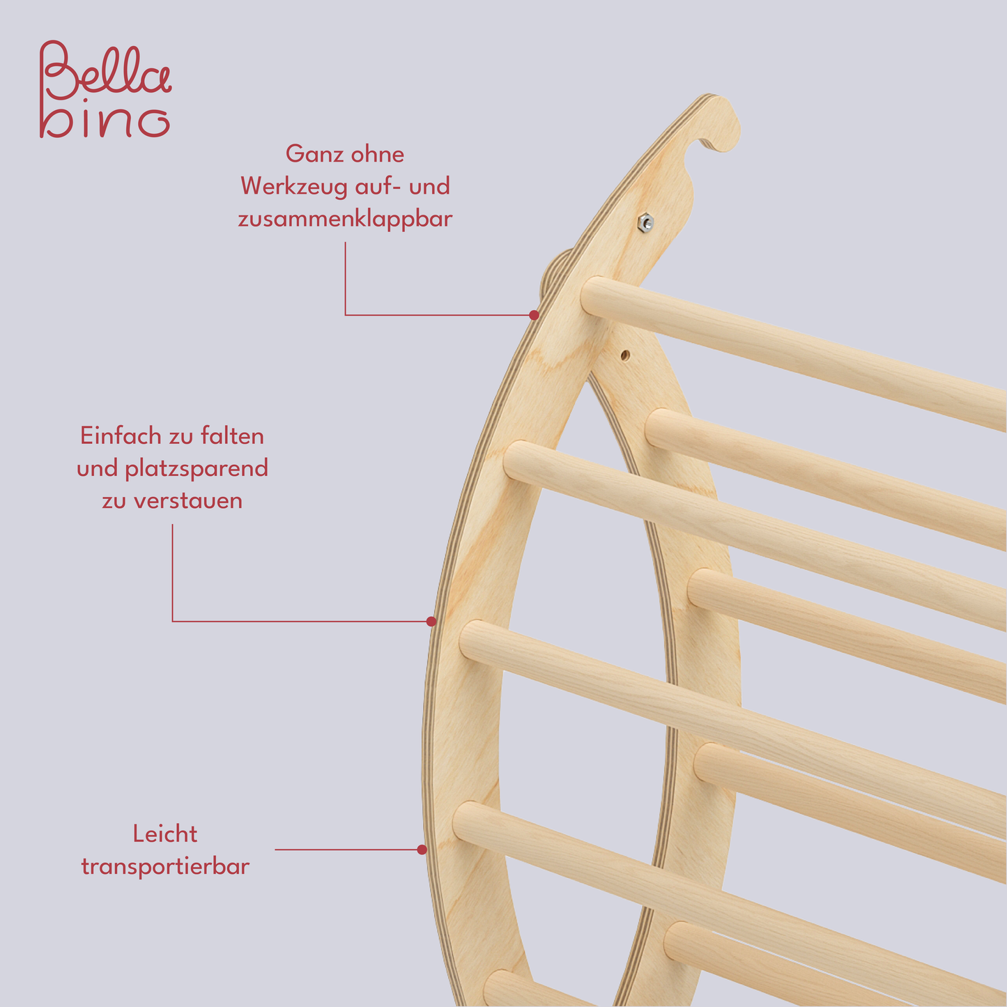 Ruki 2in1 Kletterbogen und Wippe zusammenklappbar, natur lackiert, Buche Massivholz