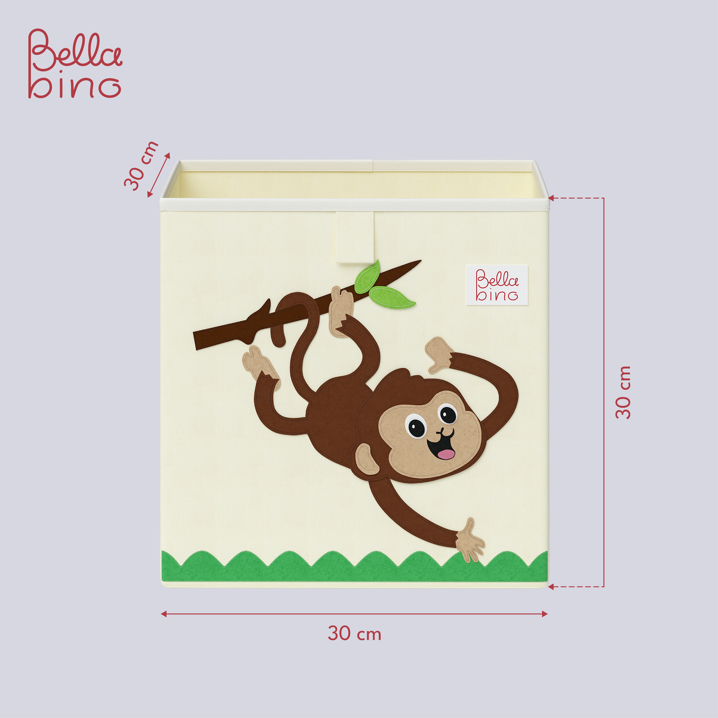 Helme Aufbewahrungsbox Affe/Löwe/Koala/Fuchs, 4er-Set, aus Oxford-Gewebe, 30x30x30 cm, beige