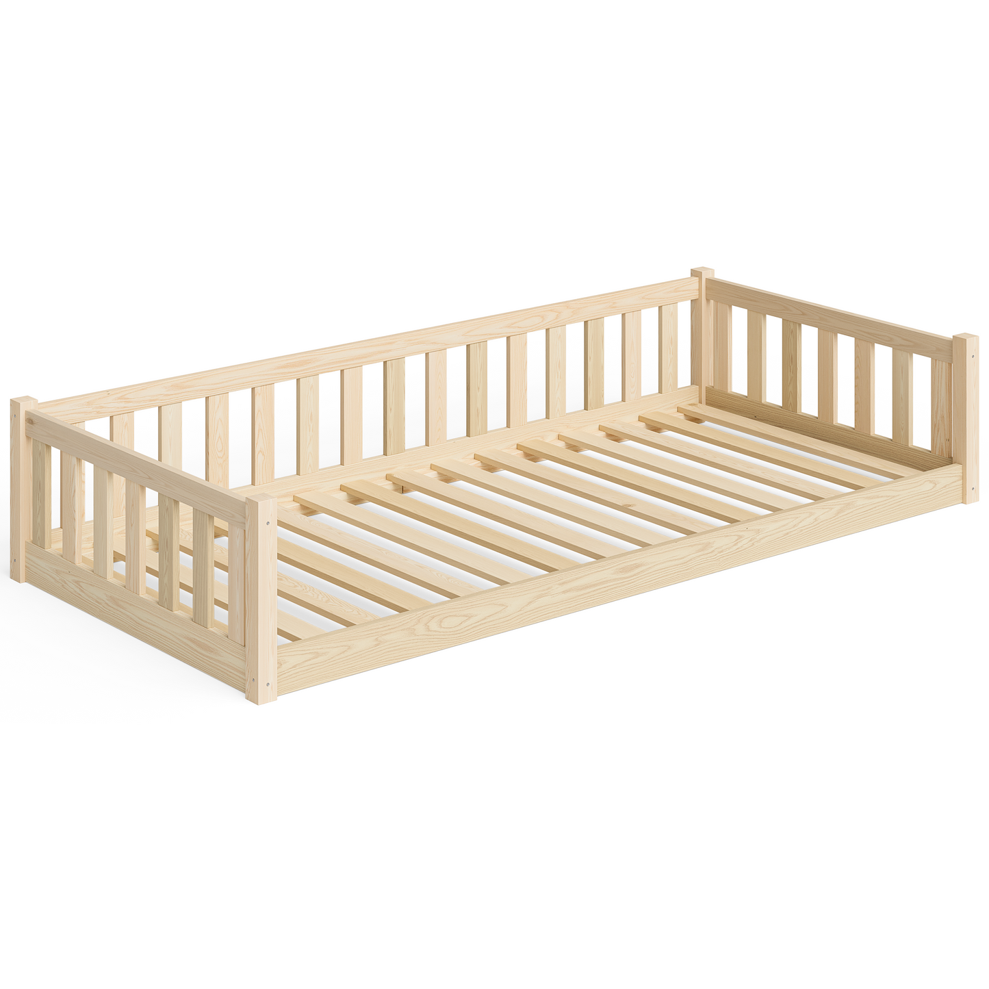 Mura Bodenbett inkl. Lattenrost, Kiefer massiv, natur lackiert, 90x200 cm