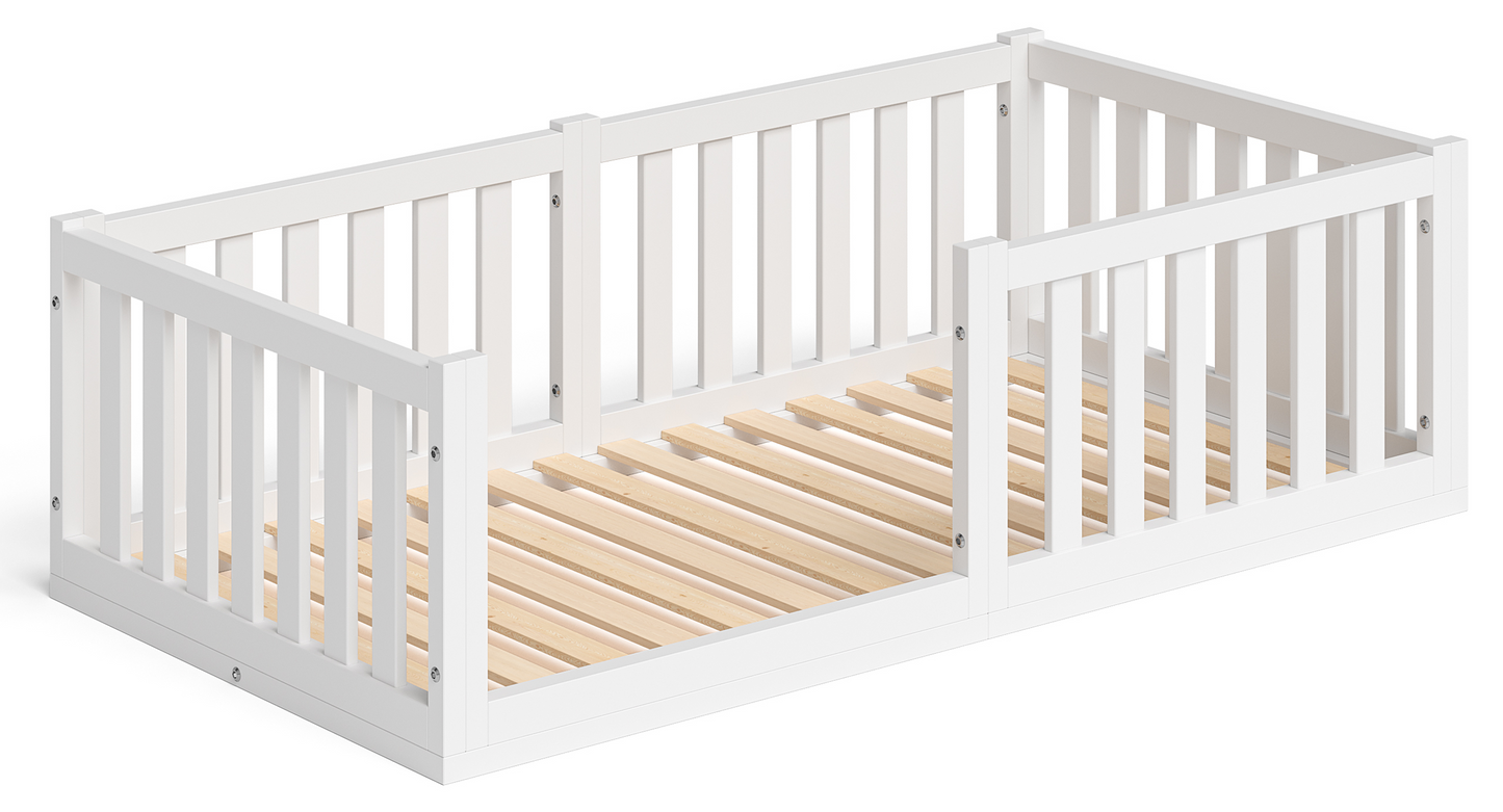 Tapi Bodenbett 70 x 140 cm, weiß lackiert, Kiefer massiv, inkl. Lattenrost