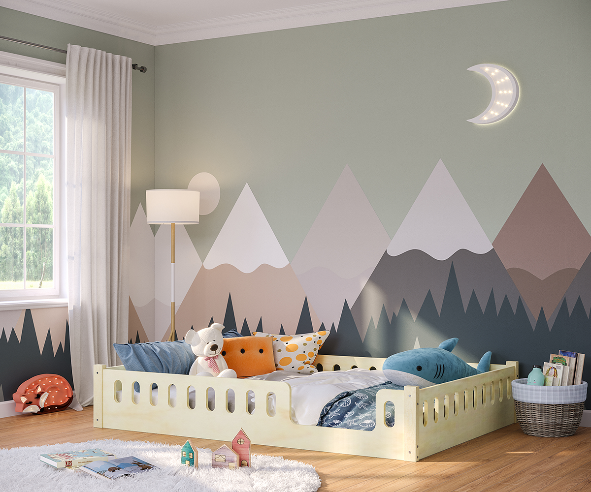 Miera Bodenbett mit Eingang, inkl. Rolllattenrost, Sperrholz Birke, natur, 140 x 200 cm