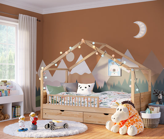 Yuna Bettschutzgitter, 37 x 115 x 33 cm, natur unbehandelt, Kiefer Massivholz