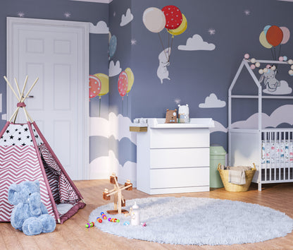 Oti Wickelaufsatz für IKEA Kommode Malm, Hemnes, Nordli weiß, 10 x 74 x 80 cm
