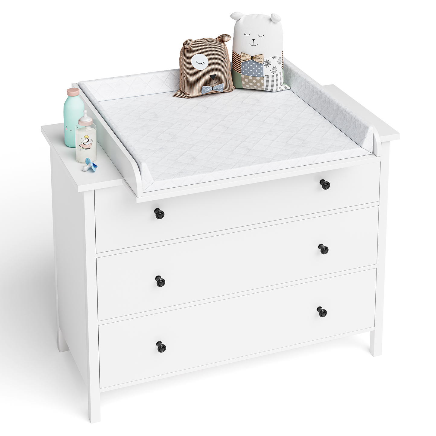Oti Wickelaufsatz für IKEA Kommode Malm, Hemnes, Nordli weiß, 10 x 74 x 80 cm