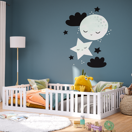 Tapi Bodenbett 120x200 cm ohne Tür, weiß lackiert, Kiefer massiv, inkl. Lattenrost