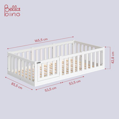 Tapi Bodenbett 80x160 cm mit Tür, weiß lackiert, Kiefer massiv, inkl. Lattenrost