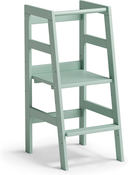 Milo Lernturm, Tritt 3-fach höhenverstellbar, mintgrün lackiert, Kiefer Massivholz