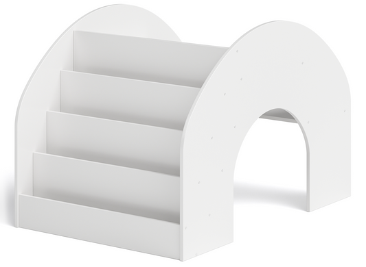 Vily 2in1 Kinderbücherregal und Schreibtisch, weiß lackiert, Birke Sperrholz, mit 4 Ablagefächern