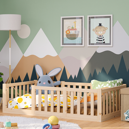 Tapi Bodenbett 80 x 160 cm, natur lackiert, Kiefer massiv, inkl. Lattenrost