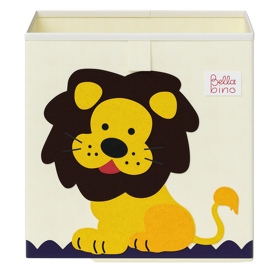 Koro Kinderregal, weiß, mit 3 Fächern für Bücher und 2 Fächern für Boxen, inkl. 2 Faltboxen (Affe/Löwe)