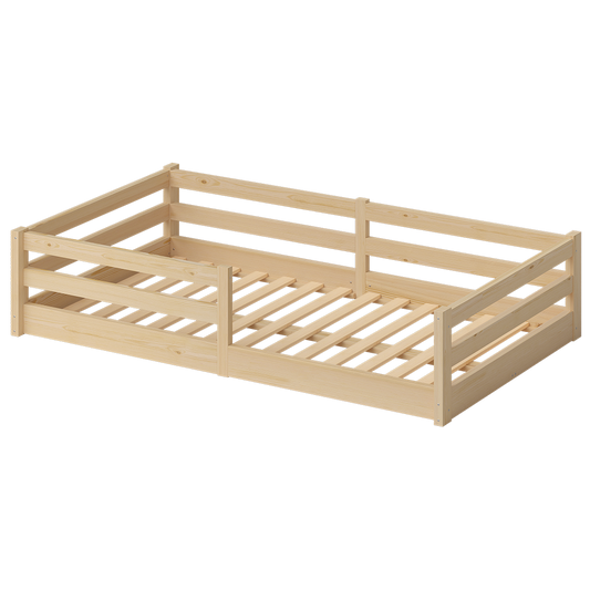 Iskri Bodenbett inkl. Lattenrost und Rausfallschutz, natur, 120x200 cm