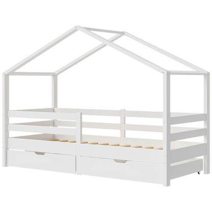 Abia Hausbett, weiß, 90x200 cm, hoch, mit 2 Schubladen